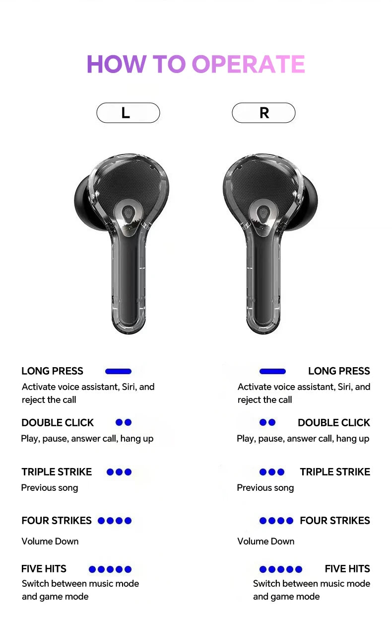 Smart Touch Wireless Bluetooth Earphones