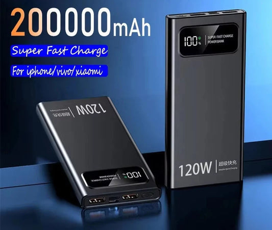 120W 200000mAh Power Bank – Super Fast Charging